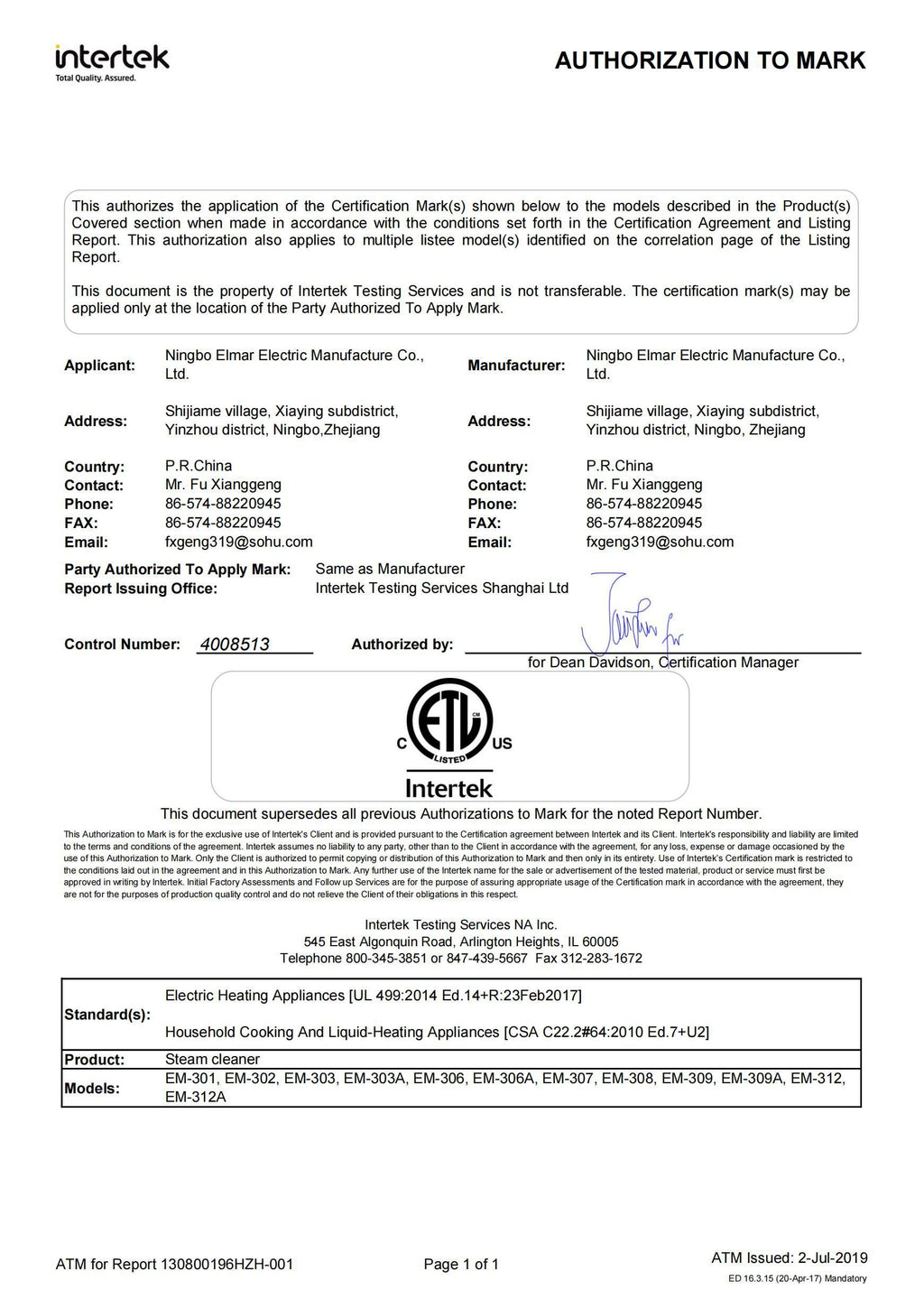 Handheld Steam Cleaner With Safety Lock