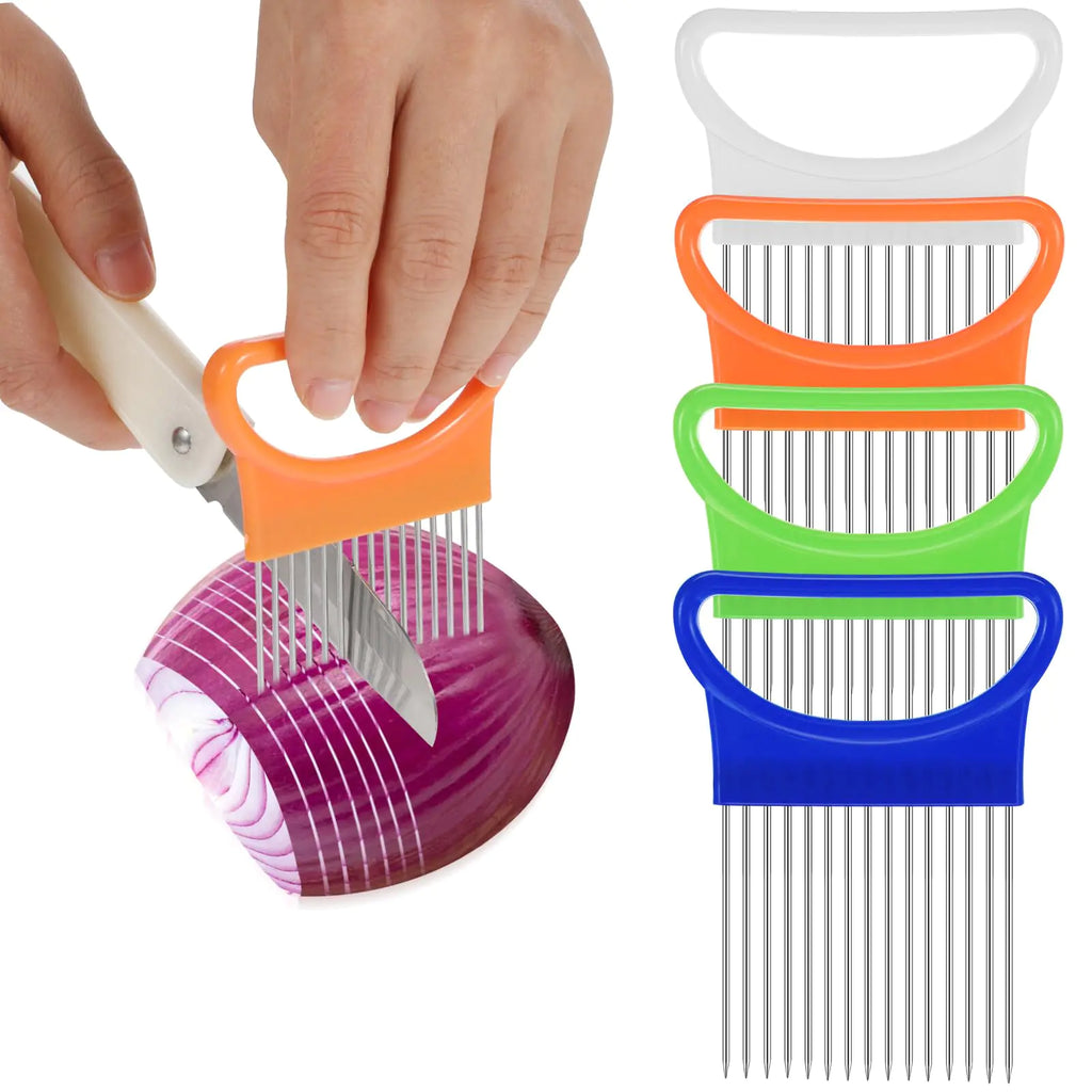 Andibro Stainless Steel 4-Pack Onion & Veggie Slicing Holder