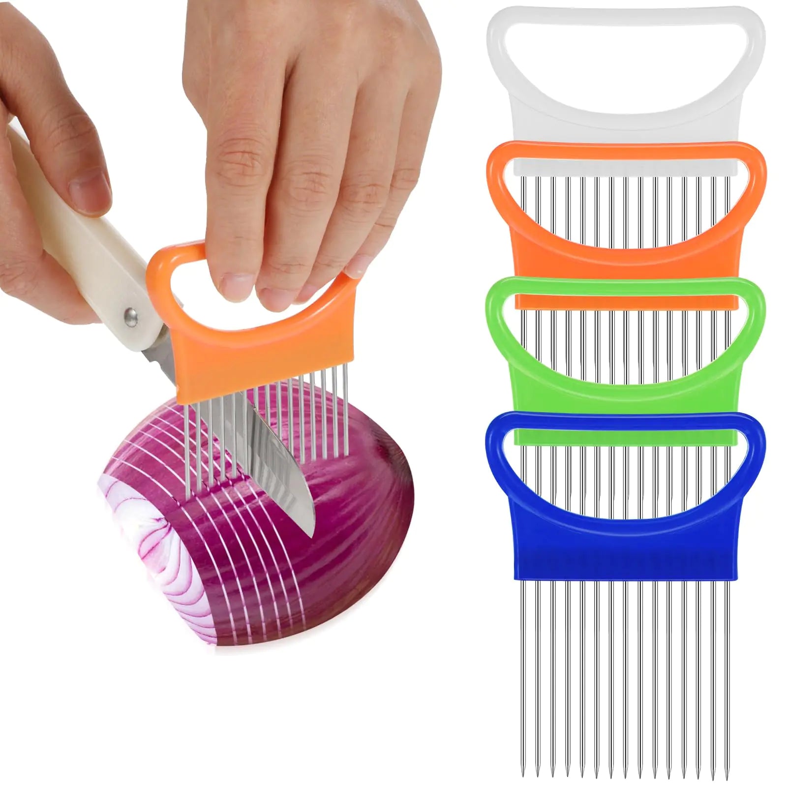 Andibro Stainless Steel 4-Pack Onion & Veggie Slicing Holder