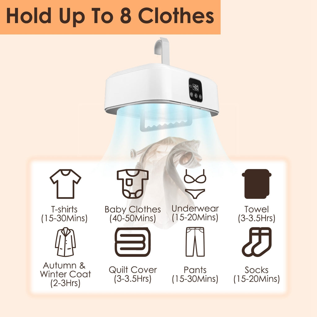 1Pc Portable Clothes Dryer Mini Dryer Foldable Dryer Machine With Timer UV Sterilization 2 Drying Modes Remote Control For Apartment Dorm RV Travel Home