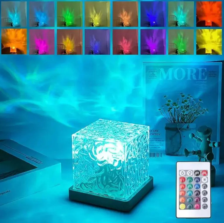 16-Color Rotating Water Wave Projector Light – USB Rechargeable Lamp