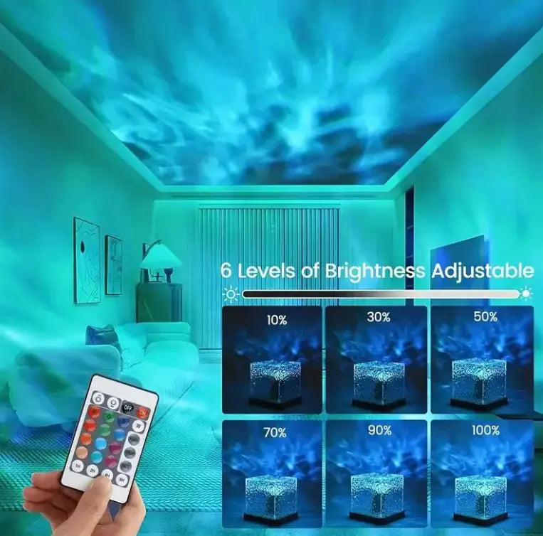 16-Color Rotating Water Wave Projector Light – USB Rechargeable Lamp